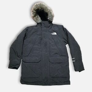 The North Face Hooded Parka Jacket Boys Medium 10 - 12 Black Dryvent 600 Down